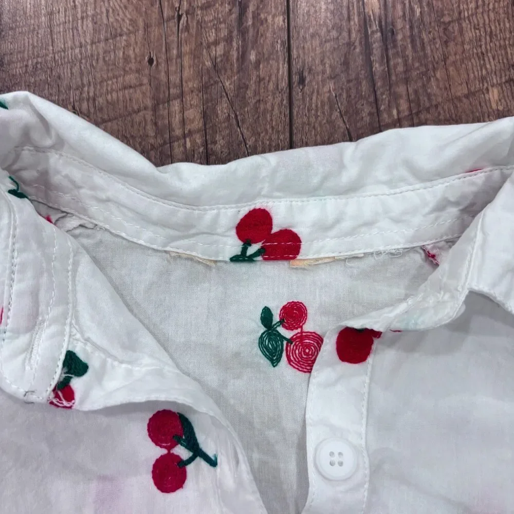 Lizette Collection Cherry Sleepwear Set Long Sleeve w/ Matching Shorts Sz Large